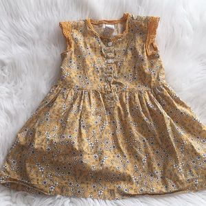 Mustard floral toddler girl dress